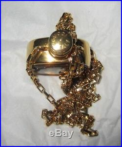 Gucci Vintage Gold Tone and Blue Perfume Bottle Necklace