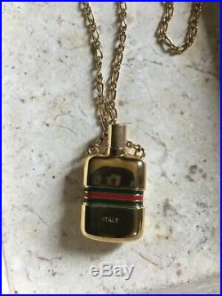 Gucci Vintage Logos Perfume Bottle Motif Gold Chain Necklace W25756 RARE