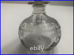 HAWKES VINTAGE HAND CUT CRYSTAL PERFUME BOTTLE & Sterling Silver Stopper