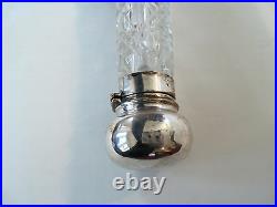 HUGE 12 ANTIQUE LAY-DOWN CUT GLASS SCENT BOTTLE with SILVER OVER BRASS TOP