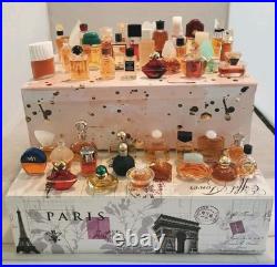 HUGE Vtg Lot 45 Miniature Glass Perfume Bottles Various Designers Most 90% Full
