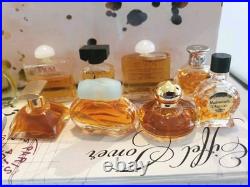 HUGE Vtg Lot 45 Miniature Glass Perfume Bottles Various Designers Most 90% Full