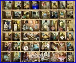 Handcrafted Vintage Mini Perfume Bottles Jewelry Figurines Wooden Shadow Box