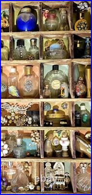 Handcrafted Vintage Mini Perfume Bottles Jewelry Figurines Wooden Shadow Box