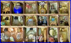 Handcrafted Vintage Mini Perfume Bottles Jewelry Figurines Wooden Shadow Box