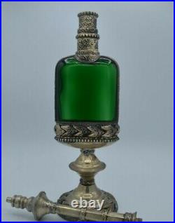 Handmade Moroccan Perfume Bottle Green Glass vintage collectable antique decor