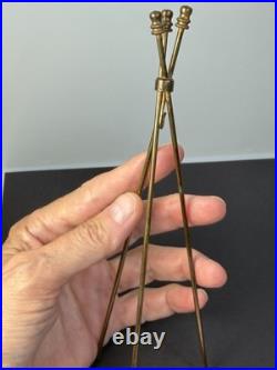 Hanging Caged Perfume Bottle with tripod stand detailed glass cork Art Deco VTG