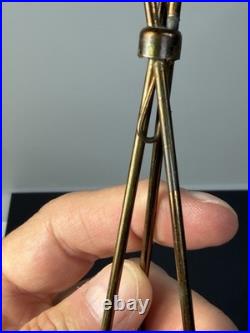 Hanging Caged Perfume Bottle with tripod stand detailed glass cork Art Deco VTG