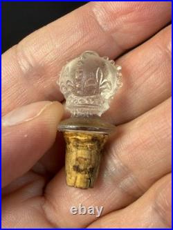 Hanging Caged Perfume Bottle with tripod stand detailed glass cork Art Deco VTG
