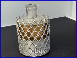 Hanging Caged Perfume Bottle with tripod stand detailed glass cork Art Deco VTG