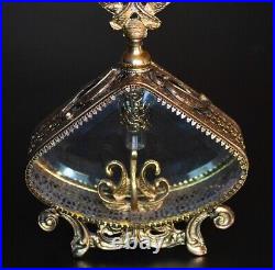 Hollywood Regency Ornate Perfume Bottle 24k Ormolu Gold Plated Beveled Vintage