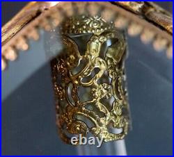 Hollywood Regency Ornate Perfume Bottle 24k Ormolu Gold Plated Beveled Vintage