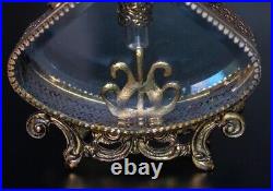 Hollywood Regency Ornate Perfume Bottle 24k Ormolu Gold Plated Beveled Vintage