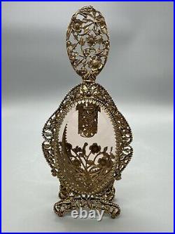 Hollywood regency ormolu ornate vintage perfume bottle