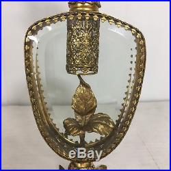 Huge 10.5 Ornate Matson Perfume Bottle Vintage Beveled Glass and Gold Vanity