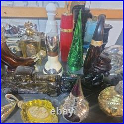 Huge Lot of 29 Vintage Avon Collectible Glass Decanters Assorted Styles & Them