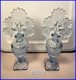 Imperial Sunflower Perfume Bottles Dresser Set Light Blue Pair Vintage 1940's Imperial Sunflower Perfume Bottles Dresser Set Light Blue Pair Vintage 1940's