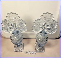 Imperial Sunflower Perfume Bottles Dresser Set Light Blue Pair Vintage 1940's