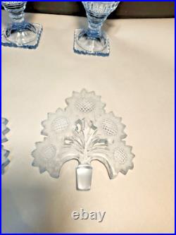 Imperial Sunflower Perfume Bottles Dresser Set Light Blue Pair Vintage 1940's