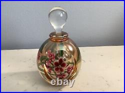 Incredible Vintage Signed Roger Gandleman Glass Floral Perfume Bottle No Re