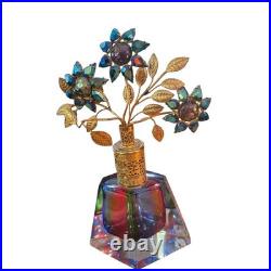 Irice Vintage Art Deco Rainbow Crystal Perfume Bottle Iridescent