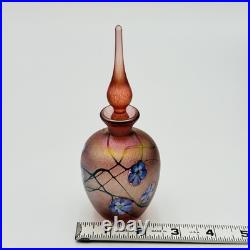 Iridescent Art Glass Perfume Bottle Vintage SIGNED K