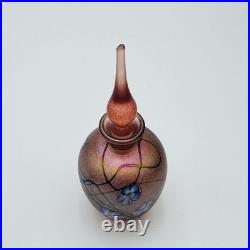 Iridescent Art Glass Perfume Bottle Vintage SIGNED K