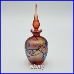 Iridescent Art Glass Perfume Bottle Vintage SIGNED K