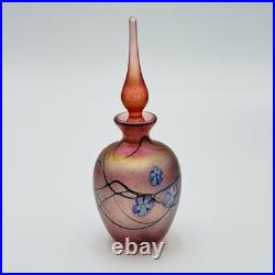 Iridescent Art Glass Perfume Bottle Vintage SIGNED K