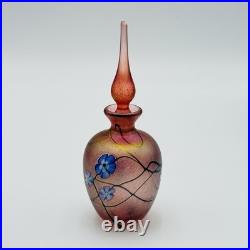Iridescent Art Glass Perfume Bottle Vintage SIGNED K