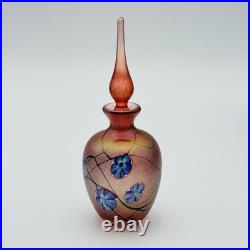 Iridescent Art Glass Perfume Bottle Vintage SIGNED K