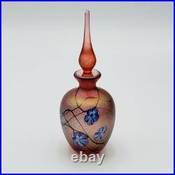 Iridescent Art Glass Perfume Bottle Vintage SIGNED K