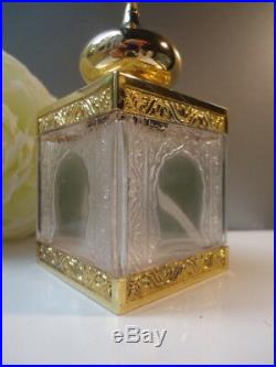 Iv. AMOUAGE Vintage 1980s Bright Gold Plated Mosque Empty Cristal Bottle Nr Mint