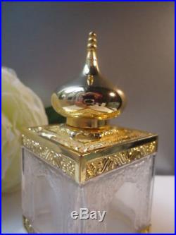 Iv. AMOUAGE Vintage 1980s Bright Gold Plated Mosque Empty Cristal Bottle Nr Mint