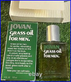 JOVAN Grass Oil Men Aftershave Cologne 4 oz Bottle Full Vintage New discontinued