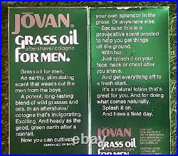 JOVAN Grass Oil Men Aftershave Cologne 4 oz Bottle Full Vintage New discontinued