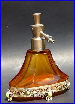 Jewelry Glass Perfume Bottle Atomizer Antique Vintage Czech Josef Schmidt