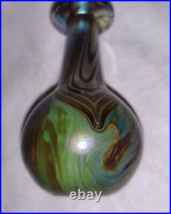 John Gilvey Studio Signed Art Glass Perfume Bottle Feathered Design 1980 Vintage
