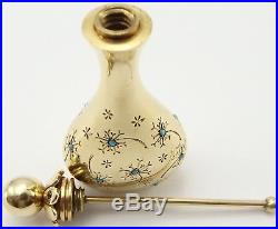 John Rubel&Co New York Vintage 14K Yellow Gold Turquoise and Ruby Perfume Bottle
