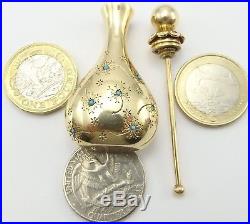 John Rubel&Co New York Vintage 14K Yellow Gold Turquoise and Ruby Perfume Bottle