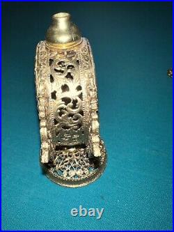 LARGE Vintage Figural Vanity Perfume Bottle Filigree Ormolu Gold with Glass Insert