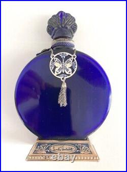 LUCRETIA VANDERBILT Vintage Perfume Bottle Cobalt Blue, SEALED, withperfume inside