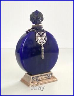 LUCRETIA VANDERBILT Vintage Perfume Bottle Cobalt Blue, SEALED, withperfume inside