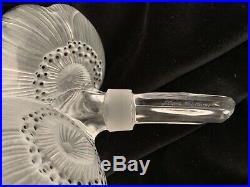Lalique Anemone Engraved Floral Vintage Collectible Glass Perfume Bottle