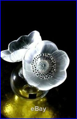 Lalique Anemone Rare Engraved Floral Vintage Collectible Glass Perfume Bottle