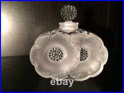 Lalique Glass Perfume Bottle Deux Fleurs Signed Vintage