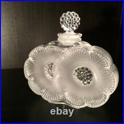 Lalique Glass Perfume Bottle Deux Fleurs Signed Vintage
