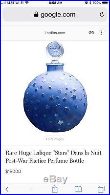 Lalique Large Rare Blue Stars Vintage Perfume Bottle