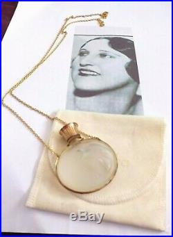 Lalique Vintage Ricci Perfume / Bottle Pendant Necklace Dove In Relief Rare Find