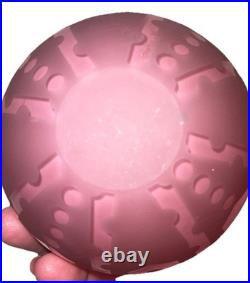 Large 6 Inch Pink Art Glass Perfume Bottle Etched